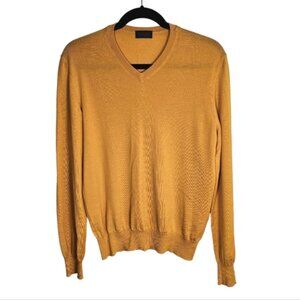 Lanvin 100% cashmere mustard yellow knit V-neck sweater size M
